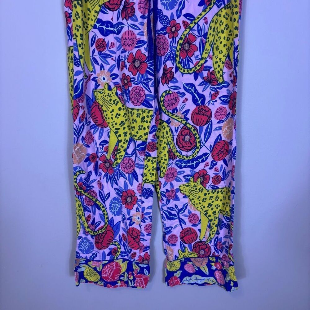 Agathe Singer Pink with‎ Floral and Leopard Pajama PJ Pants Small - Picture 4 of 6